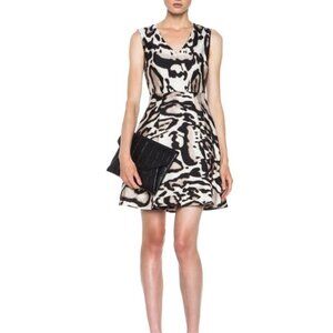 Diane Von Furstenberg Renna Wool and Silk Leopard Bark Flare Dress size 4